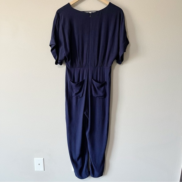 Boden Alice Faux Wrap Front Jumpsuit Short Sleeves Navy Blue Size 4 Petite NEW - Picture 8 of 13
